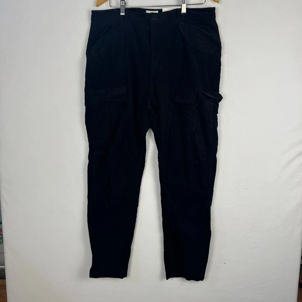 Mode of One Mens Relaxed Fit Tapered Cargo Pants Black 34 100197732MN FA24 NEW